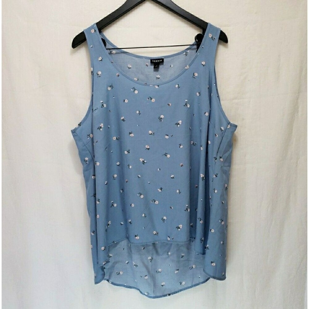 Torrid Challis High Low Tank Top Blue Floral Sz 1X